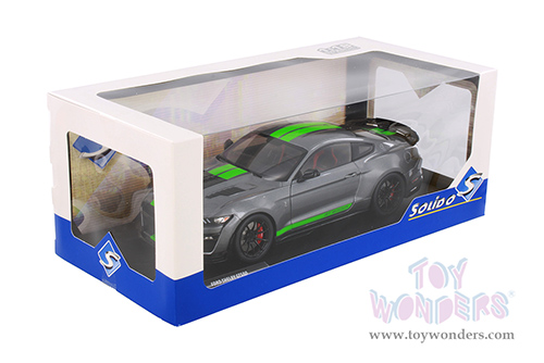 Solido - Ford Mustang Shelby GT500 (2020, 1/18 scale diecast model car, Carbonized Gray/Neon Green Stripes) S1805911