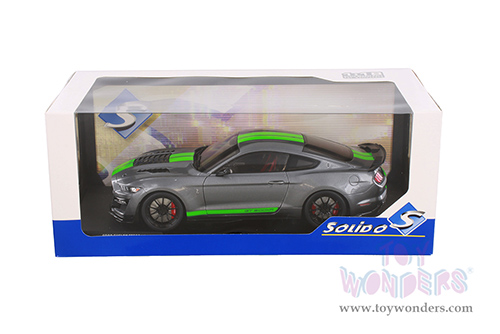 Solido - Ford Mustang Shelby GT500 (2020, 1/18 scale diecast model car, Carbonized Gray/Neon Green Stripes) S1805911