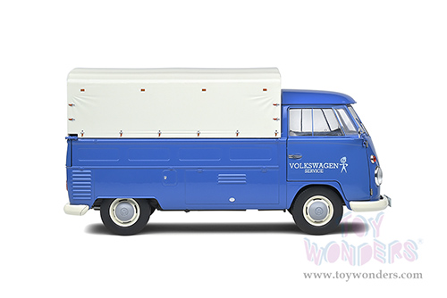 Solido - Volkswagen T1 Pick Up with Taurpalin - Volkswagen Service (1950, 1/18 scale diecast model car, Blue/White) S1806702