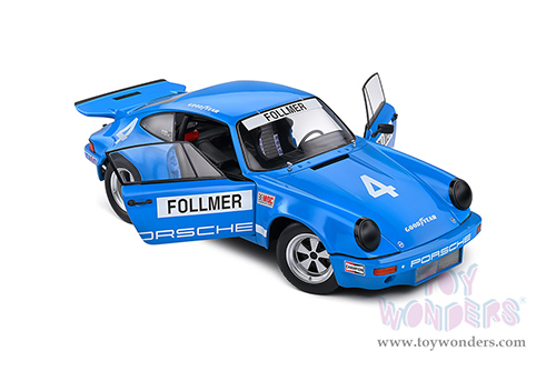Solido Competition - Porsche 911 RS 3.0 George Follmer IROC Riverside 1974 (1/18 scale diecast model car, Blue) S1810702