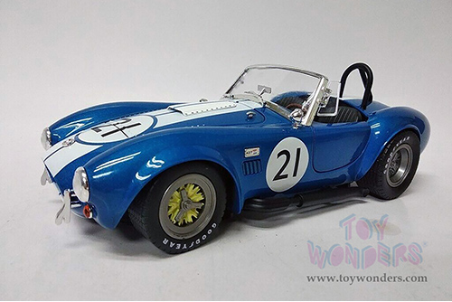 Shelby - Shelby Cobra 427 S/C #21 Convertible (1965, 1/18 scale diecast model car, Blue w/ White Stripes) SC112BU