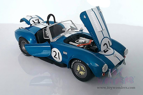 Shelby - Shelby Cobra 427 S/C #21 Convertible (1965, 1/18 scale diecast model car, Blue w/ White Stripes) SC112BU