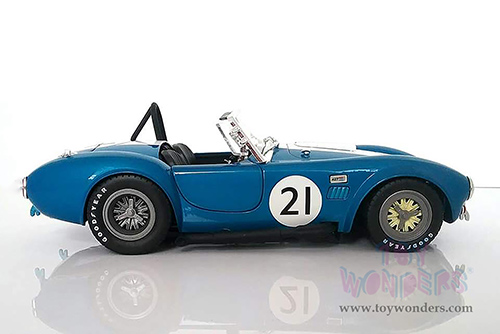 Shelby - Shelby Cobra 427 S/C #21 Convertible (1965, 1/18 scale diecast model car, Blue w/ White Stripes) SC112BU