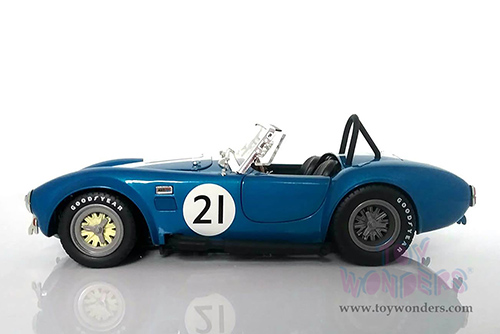 Shelby - Shelby Cobra 427 S/C #21 Convertible (1965, 1/18 scale diecast model car, Blue w/ White Stripes) SC112BU