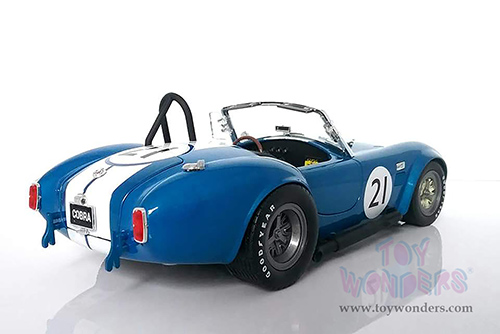 Shelby - Shelby Cobra 427 S/C #21 Convertible (1965, 1/18 scale diecast model car, Blue w/ White Stripes) SC112BU