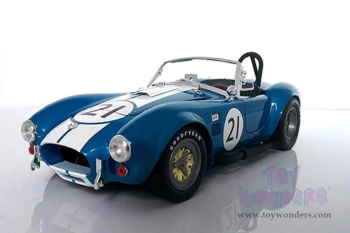 Shelby - Shelby Cobra 427 S/C #21 Convertible (1965, 1/18 scale diecast model car, Blue w/ White Stripes) SC112BU