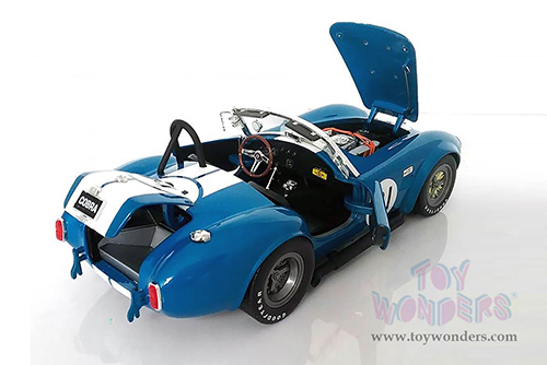 Shelby - Shelby Cobra 427 S/C #21 Convertible (1965, 1/18 scale diecast model car, Blue w/ White Stripes) SC112BU