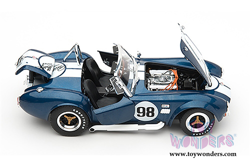 Shelby - Shelby Cobra 427 S/C Convertible Carroll Shelby (1965, 1/18 scale diecast model car, Blue w/ White Stripes) SC121-2/BU