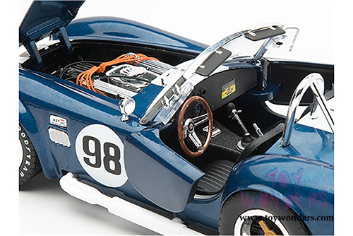 Shelby - Shelby Cobra 427 S/C Convertible Carroll Shelby (1965, 1/18 scale diecast model car, Blue w/ White Stripes) SC121-2/BU