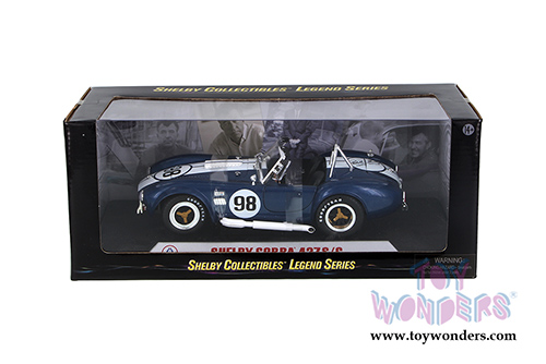 Shelby - Shelby Cobra 427 S/C Convertible Carroll Shelby (1965, 1/18 scale diecast model car, Blue w/ White Stripes) SC121-2/BU