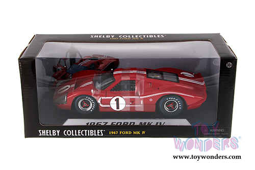 Shelby - Ford GT MK IV Le Mans #1 Hard Top - Dirty version (1967, 1/18 scale diecast model car, Red/w White stripes) SC427R