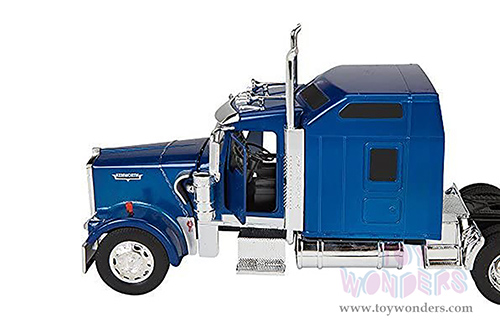 New Ray - Long Haul Trucker | Kenworth&reg; W900 Flatbed with Forklift and Pallets (1/32, scale diecast model car, Black/Blue Cab) SS-10263A