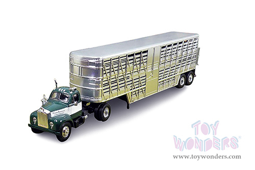 New Ray - Country Life | Mack&reg; B-61 Potbelly Livestock with Cattles (1953, 1/43, scale diecast model car, Chrome/Green) SS-16116A