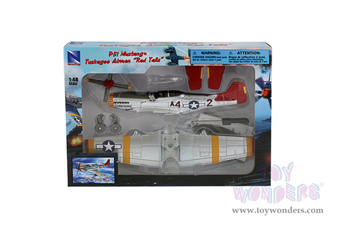 New Ray - P-51 Mustang&reg; Tuskegee Airmen "Red Tails" Model Kit (1/48 Scale plastic model, Silver/Red) SS-20235