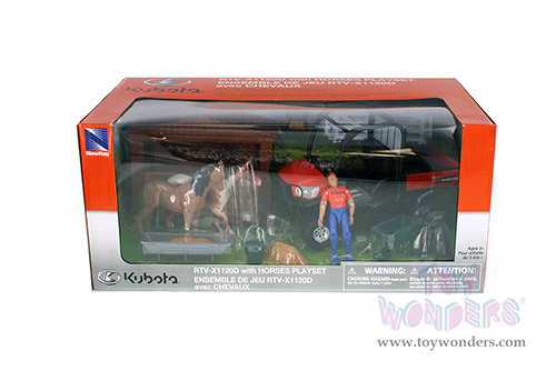 New Ray - Kubota&reg; RTV-X1120 with Horses Set (1/18, scale diecast model car, Orange/Black) SS-33343