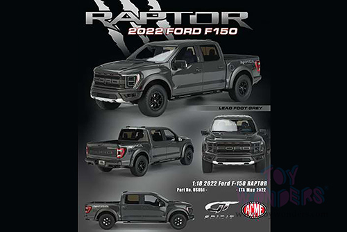 GT Spirit/ACME USA Exclusive - Ford F-150 Raptor Pickup Truck (2022, 1/18 scale resin model car, Lead Foot Gray) US051