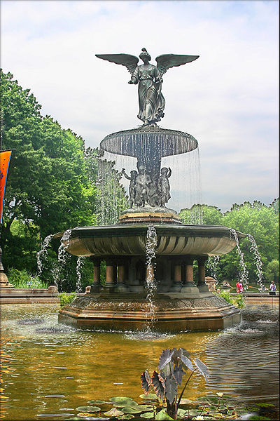 angel atop the fountain of bethesda in nyc