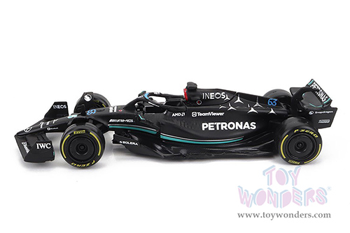 Bburago Formula Racing - Mercedes AMG W15 E Performance George Russell #63 Formula One F1 (2024) (1/43 scale diecast model car, Black) 01933/63