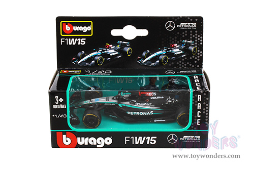Bburago Formula Racing - Mercedes AMG W15 E Performance George Russell #63 Formula One F1 (2024) (1/43 scale diecast model car, Black) 01933/63