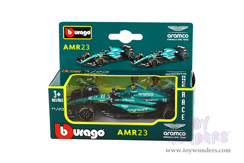 Bburago Formula Racing - 36-Pack Aston Martin AMR23 Sidekick Formula One F1 (2023) with Power Wing (1/43 scale diecast model car, Green) 01933-ASTON