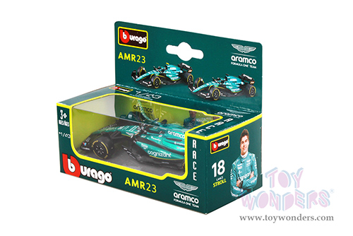 Bburago Formula Racing - 36-Pack Aston Martin AMR23 Sidekick Formula One F1 (2023) with Power Wing (1/43 scale diecast model car, Green) 01933-ASTON