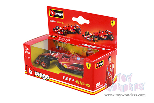 Bburago Formula Racing - Ferrari SF-24 Charles Leclerc #16 Formula One F1 (2024) (1/43 scale diecast model car, Red) 01993/16
