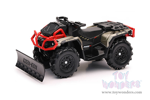 New Ray - Mini CAN-AM Outlander X MR1000R ATV with Snow Plow (1/16 scale diecast model car, Black/Red) 07383
