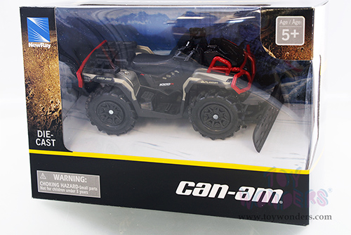 New Ray - Mini CAN-AM Outlander X MR1000R ATV with Snow Plow (1/16 scale diecast model car, Black/Red) 07383