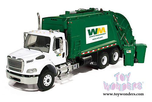 First Gear Waste Management - Freightliner M-2 Rear Load Refuse Truck with Bins (1/34 scale diecast model car, White) 10-3287T/6