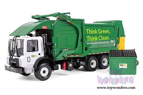 First Gear Waste Management - Mack TerraPro with Heil Half/Pack Freedom Front End Loader with CNG Tailgate including Bin (1/34 scale diecast model car, White) 10-4006