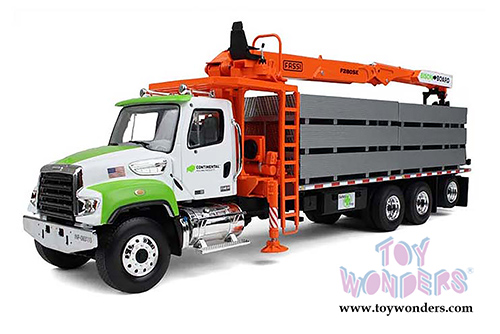 First Gear - Continental Building Products Freightliner M2-114SD Fassi Boom Material Handler with Drywall Load Truck (1/34 scale diecast model car, Orange and Green) 10-4045