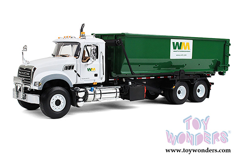 First Gear Waste Management - Mack Granite with Tub-Style Roll-Off Container (1/34 scale diecast model car, White) 10-4050