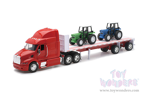 New Ray - Peterbilt® 387 Flatbed with Farm Tractors (1/32, scale diecast model car, Asstd.) 10283A
