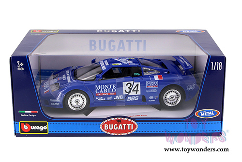 BBurago - Bugatti EB110 Super Sport #34 Hardtop (1994, 1/18 scale diecast model car, Blue) 11039BU