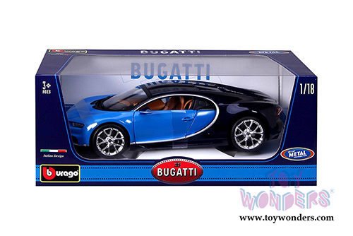 BBurago - Bugatti Chiron Hardtop (2016, 1/18 scale diecast model car, Blue/Black) 11040BU