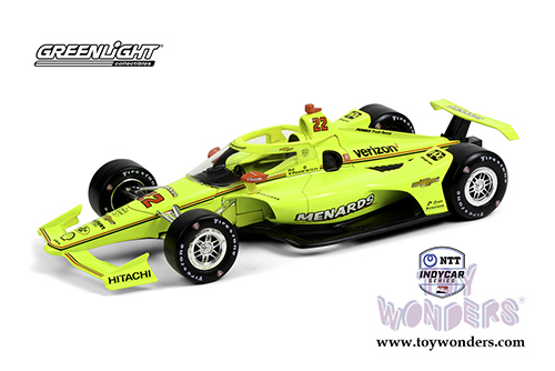 Greenlight - NTT IndyCar Series #22 Simon Pagenaud "Menards" Team Penske (2021, 1/18 scale diecast model car, Yellow) 11108