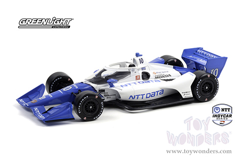 Greenlight - NTT IndyCar Series #10 Alex Palou / Chip Ganassi Racing, NTT DATA (Road Course Configuration) (2021, 1/18 scale diecast model car, White/Blue) 11125