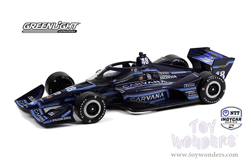 Greenlight - NTT IndyCar Series - #48 Jimmie Johnson / Chip Ganassi Racing, Carvana 'Drive the Vote' GMR Grand Prix Blue Steel Livery (Road Course Configuration) (2021, 1/18 scale diecast model car, Blue) 11126