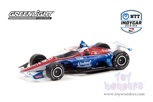 Greenlight - NTT IndyCar Series #15 Graham Rahal / Rahal Letterman Lanigan Racing, United Rentals (2021, 1/64 scale diecast model car, Red/Blue) 11511/48