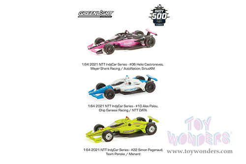 Greenlight - NTT IndyCar Series | 2021 Indianapolis 500 Podium 3 Car Set (1/64 scale diecast model car, Asstd.) 11523/24