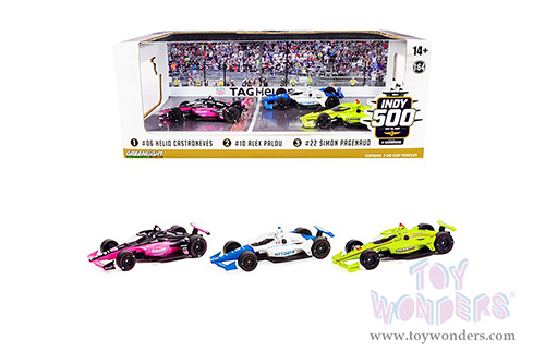 Greenlight - NTT IndyCar Series | 2021 Indianapolis 500 Podium 3 Car Set (1/64 scale diecast model car, Asstd.) 11523/24