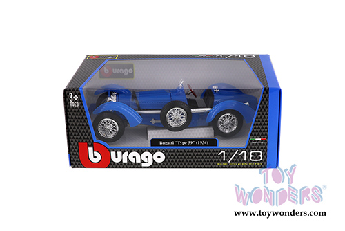 BBurago - Bugatti Type 59 (1934, 1/18 scale diecast model car, Blue) 12062BU/4