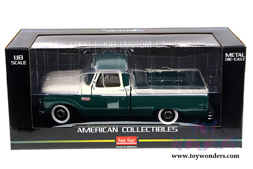 Sun Star USA - Ford F-100 Custom Cab Pickup (1965, 1/18 scale diecast model car, Wimbledon White/Holly Green) 1274GN