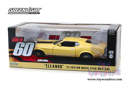 Greenlight Hollywood - Eleanor&reg; Ford Mustang Mach 1 Gone in 60 seconds (1973, 1/18 scale diecast model car, Yellow) 12910