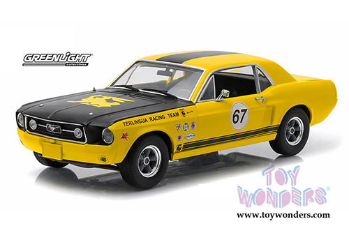 Greenlight Racing Tribute - Ford Mustang Hardtop #67 Terlingua Racing Team (1967, 1/18 scale diecast model car, Yellow w/ Black Stripes) 12934