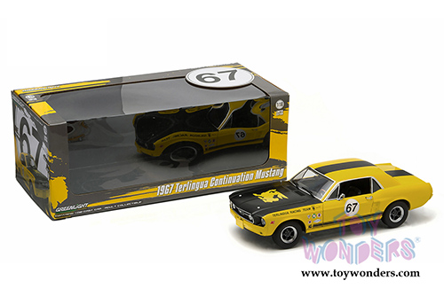 Greenlight Racing Tribute - Ford Mustang Hardtop #67 Terlingua Racing Team (1967, 1/18 scale diecast model car, Yellow w/ Black Stripes) 12934
