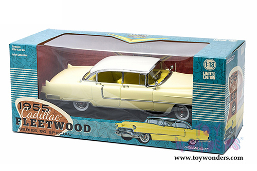 Greenlight - Cadillac Fleetwood S60 Hardtop (1955, 1/18 scale diecast model car, Yellow) 12937