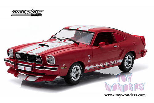 Greenlight - Ford Mustang II Cobra II Hardtop (1978, 1/18 scale diecast model car, Red w/White Stripes) 12940