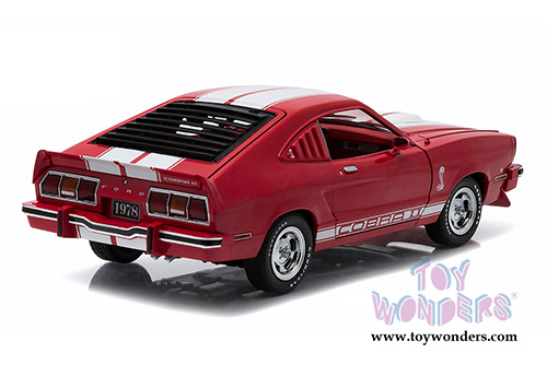 Greenlight - Ford Mustang II Cobra II Hardtop (1978, 1/18 scale diecast model car, Red w/White Stripes) 12940