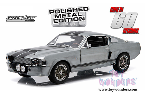 Greenlight Hollywood - Eleanor from "Gone in 60 Seconds" - Custom Ford Mustang Polished Metal Edition Hard Top (1967, 1/18 scale diecast model car, Metal w/ Black Stripes) 12959